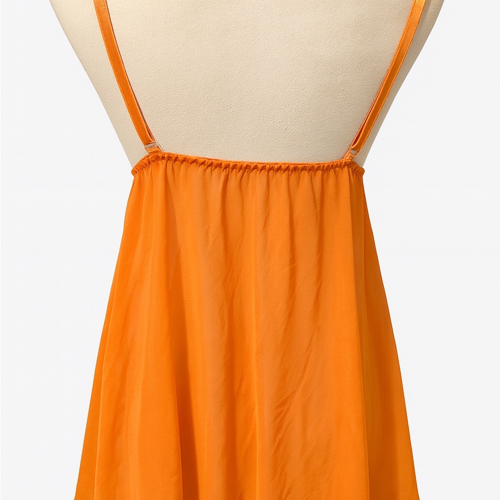 Orange Sheer Lace Sequin Babydoll Chemise • XL - Picture 4 of 6